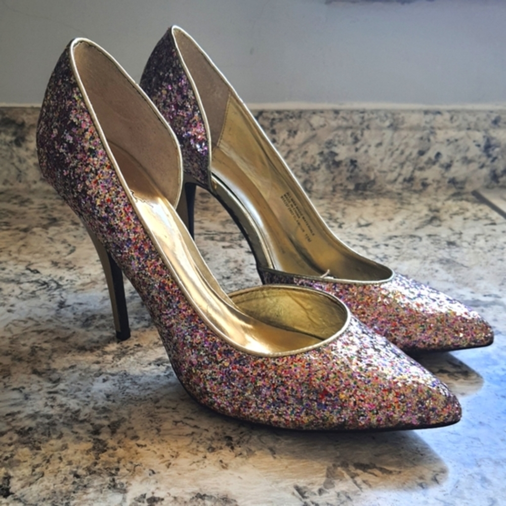 Carlos Santana Multicolor Glitter Pointed-Toe High Heels